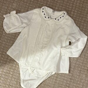 Mayoral White Kids Blouse with Star Embroidery